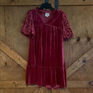 Velvet Dress in light Rich Burgundy